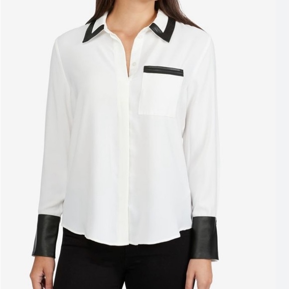 Button Down w/Leather Accent - Picture 1 of 6